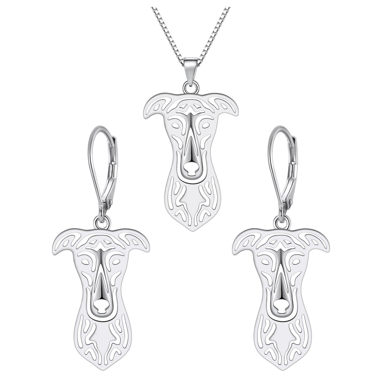 Greyhound Dog Necklace for Women Pendant Chain Sterling Silver Ginger Lyne Collection - Dog Set