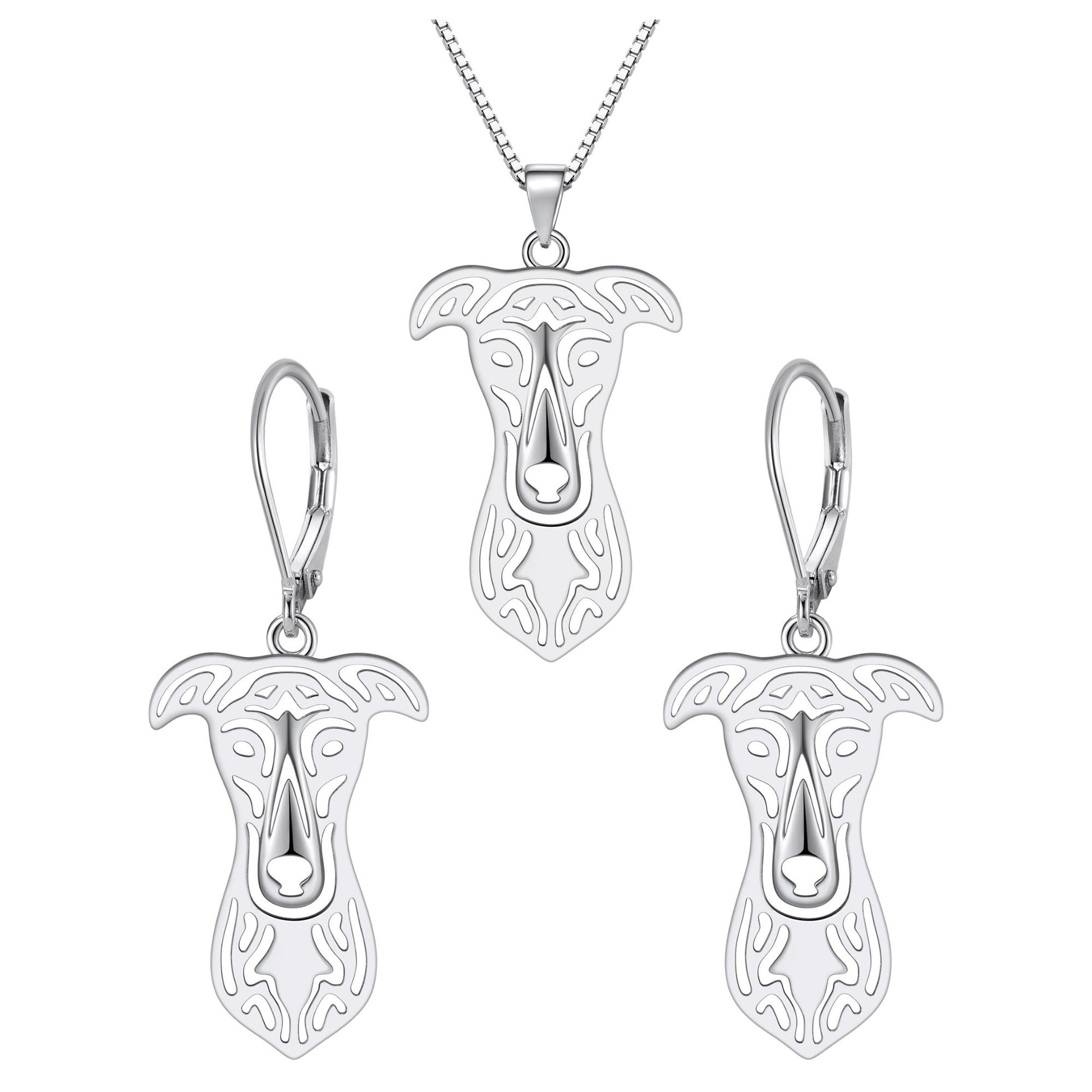 Greyhound Dog Necklace for Women Pendant Chain Sterling Silver Ginger Lyne Collection - Dog Set