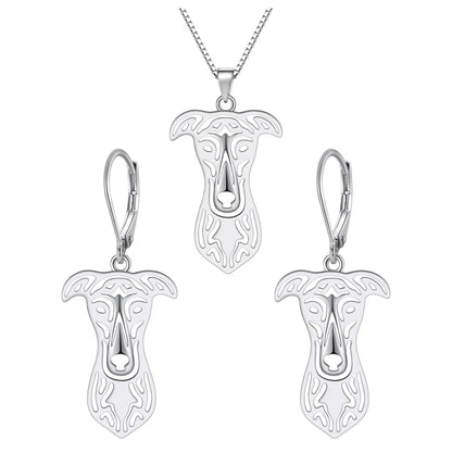 Greyhound Dog Necklace for Women Pendant Chain Sterling Silver Ginger Lyne Collection - Dog Set