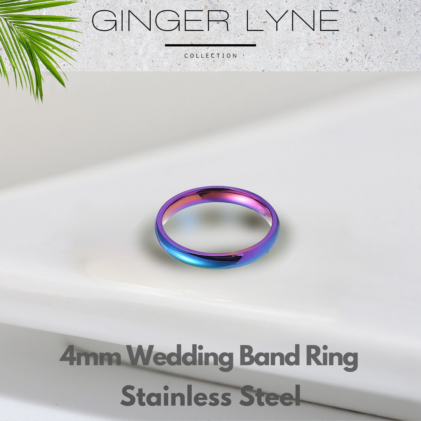 4mm Stainless Steel Wedding Band Ring for Women or Men Ginger Lyne Collection