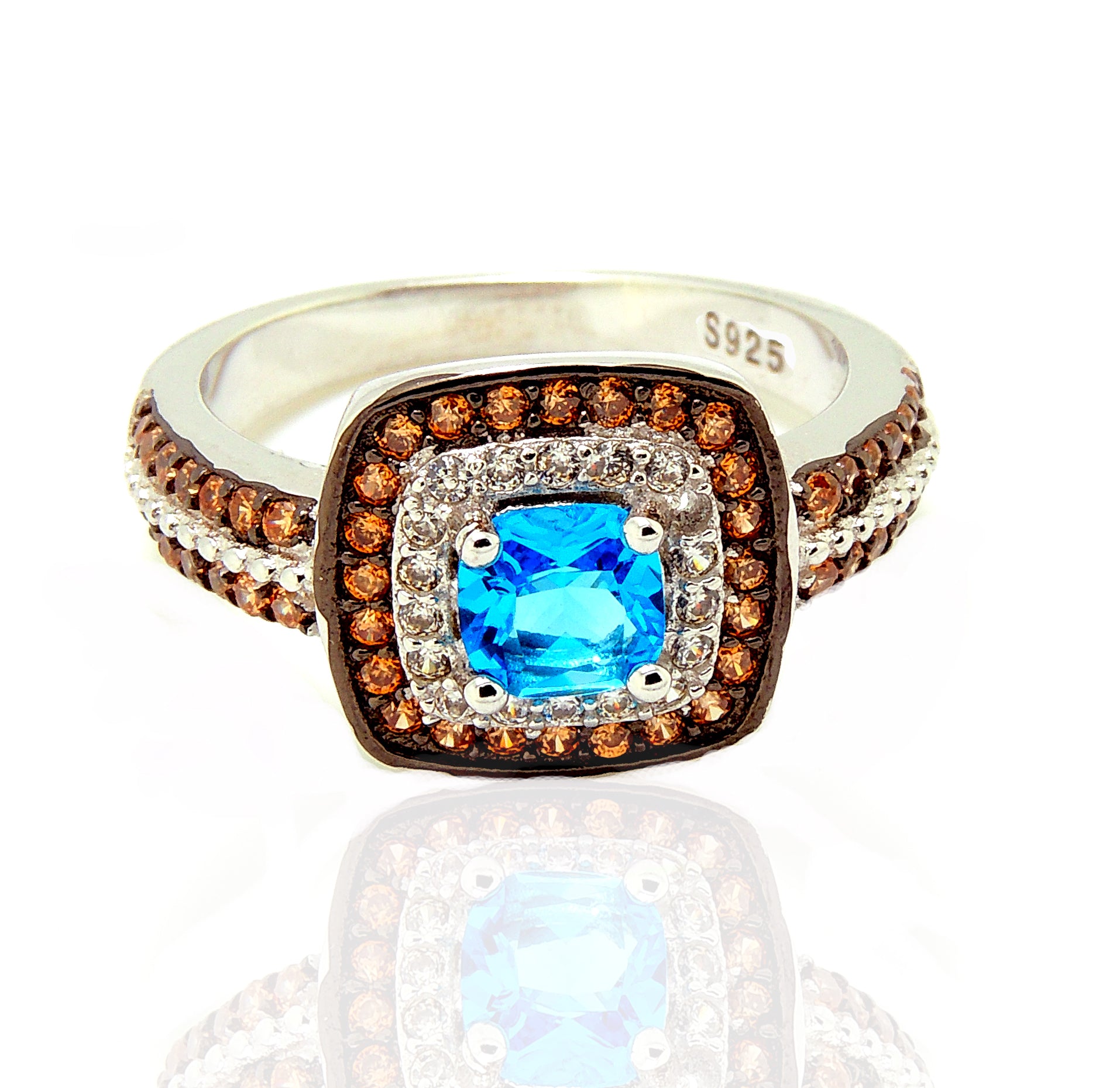 CocoHaloEngagementRingWomenChocolateBlueCzGingerLyneCollection_Brown-3