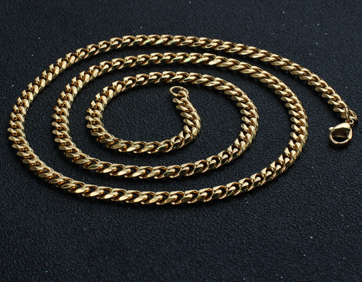 Cuban Link Chain Necklace Gold Stainless Steel Hip Hop Men Women Ginger Lyne Collection - Gold-6mm-30