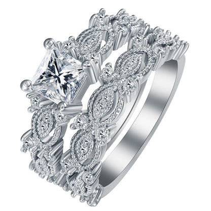 Torreya Bridal Set Princess Cz Womens Engagement Ring Band Ginger Lyne Collection - 7