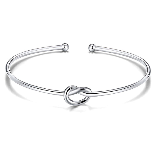 Love Knot Bracelet for Women or Men by Ginger Lyne | Bridal Party Gifts |  Sterling Silver Bangle for Women Adjustable