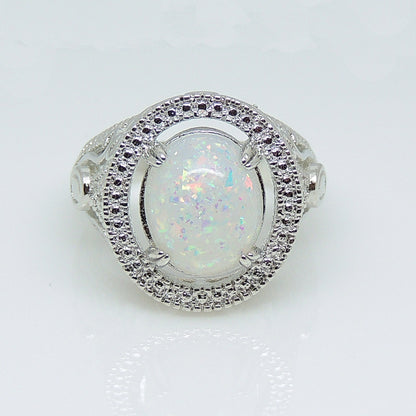 Geneva Statement Ring Oval Fire Opal Ring for Women Ginger Lyne Collection