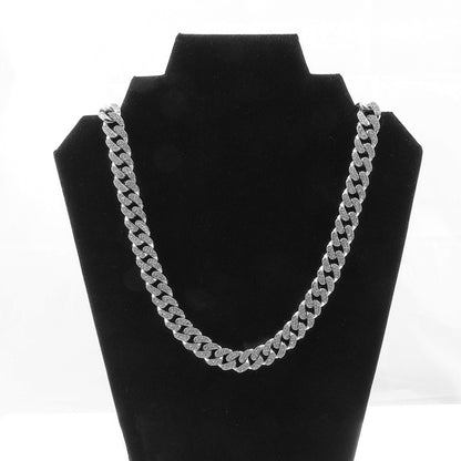 Gold Cuban Link Chain Necklace Iced Out Hip Hop Men Women Ginger Lyne Collection - 30 Inch Silver