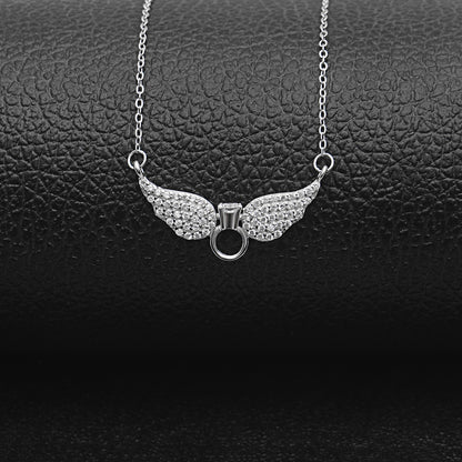 Angel Wings Sterling SilverWomens Cz Pendant Necklace by Ginger Lyne Collection