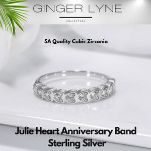 Sterling Silver Wedding Band for Women CZ Heart Anniversary Ring by Ginger Lyne Collection - 10