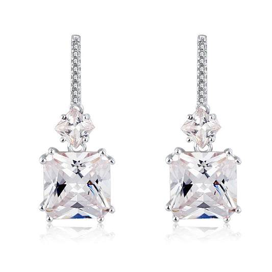 Drop Stud Earrings for Women Princess Cut Cz Sterling Silver Womens Ginger Lyne Collection