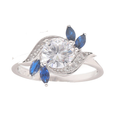 Cherish Engagement Ring Sterling Silver Blue Marquise Women Ginger Lyne Collection