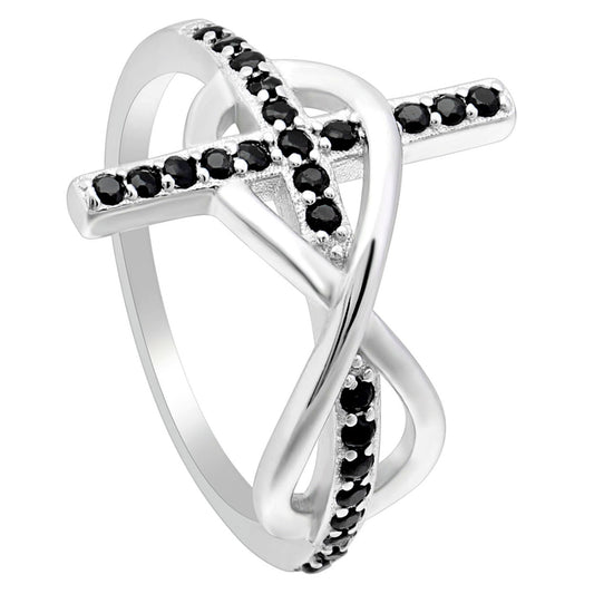 Cross Infinity Religion Ring Sterling Silver Black Cz Women Ginger Lyne Collection (9)