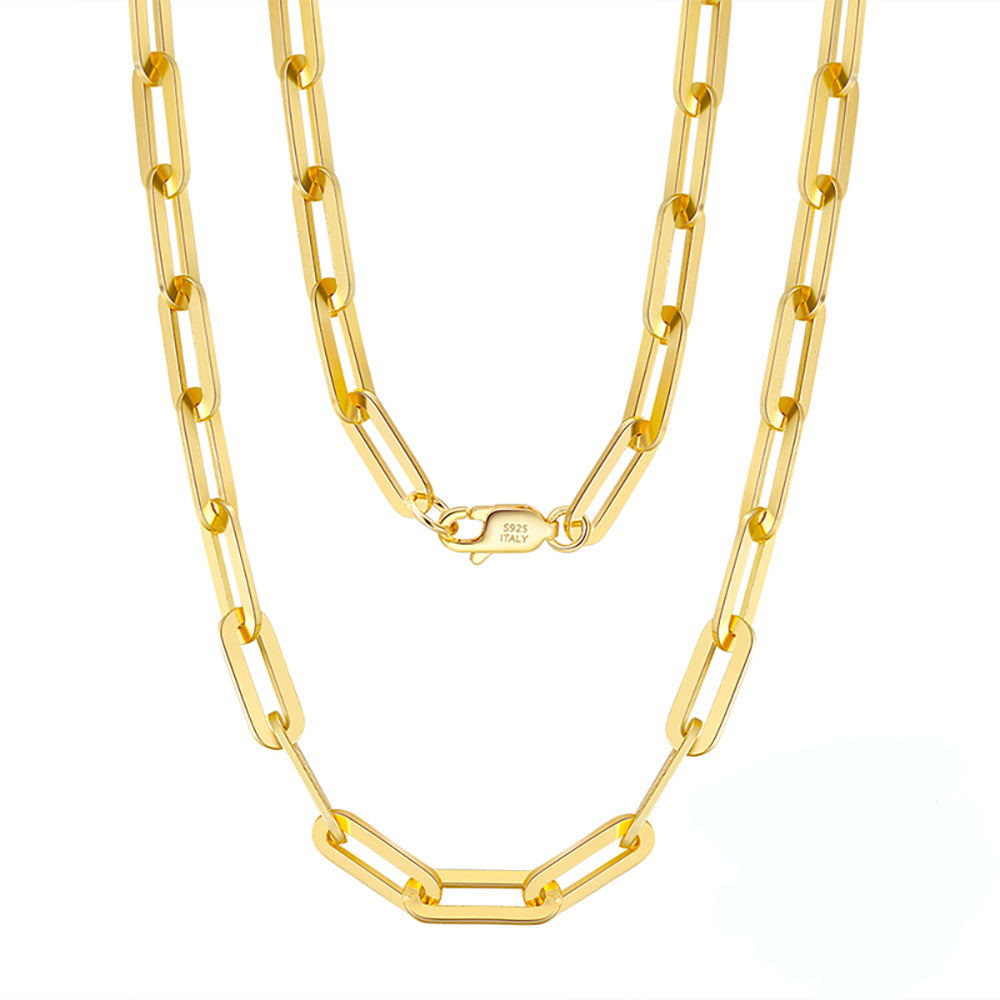 Italian Paper Clip Chain Necklace Womens 12mm 14KT Gold Sterling Silver 18  Ginger Lyne Collection