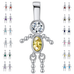 Load image into Gallery viewer, Baby Birthstone Pendant Charm by Ginger Lyne, Boy November Yellow Cubic Zirconia Sterling Silver - Boy November
