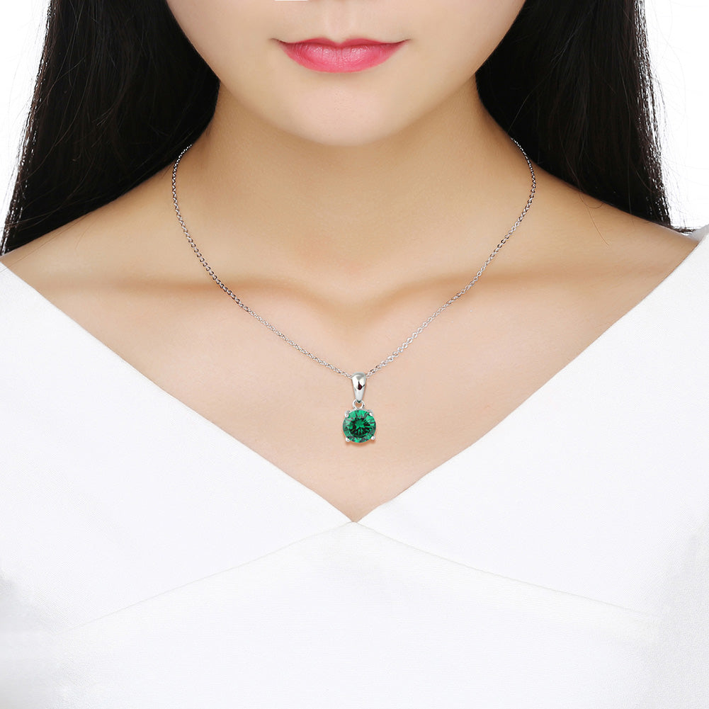 Solitaire Birthstone Necklace for Women Cz Sterling Silver Ginger Lyne Collection - September-Sapphire Blue