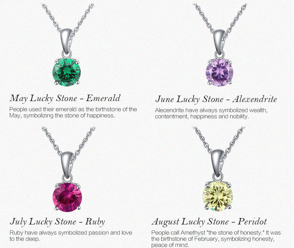 Solitaire Birthstone Necklace for Women Cz Sterling Silver Ginger Lyne Collection - July-Ruby Pink