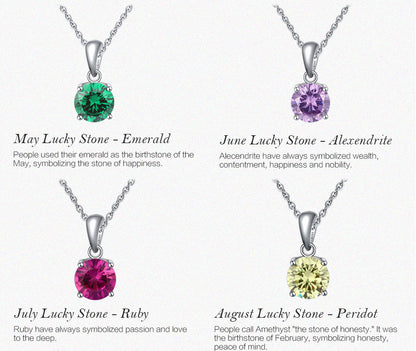 Solitaire Birthstone Necklace for Women Cz Sterling Silver Ginger Lyne Collection - July-Ruby Pink