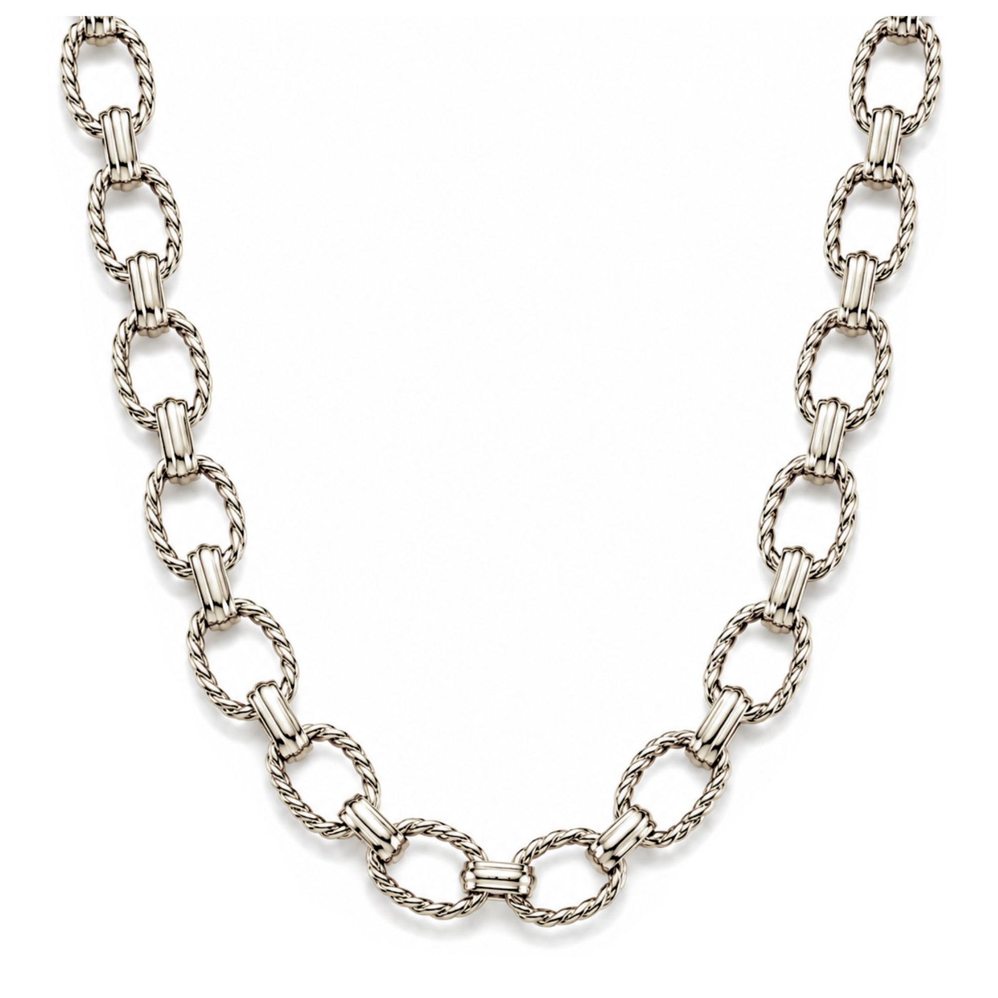 OvalRopeLinkCircleChainNecklaceforWomen18KTGoldPlatedStainlessSteel19"GingerLyneCollection_Gold-2