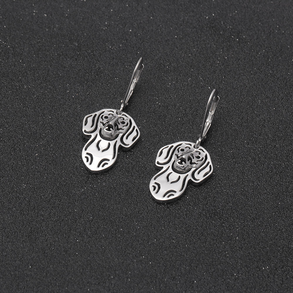 Dachshund Dog Sterling Silver Earrings Necklace Set Women Ginger Lyne Collection - Earrings Only