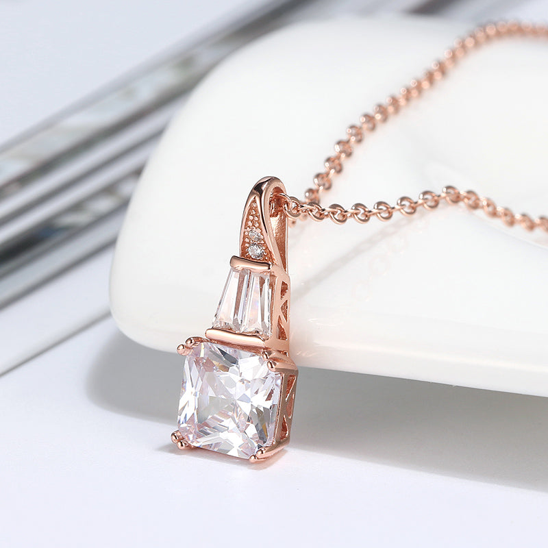 Square Trillion Pendant Necklace for Women Sterling Silver Ginger Lyne Collection - Rose Gold