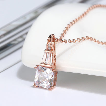 Square Trillion Pendant Necklace for Women Sterling Silver Ginger Lyne Collection - Rose Gold