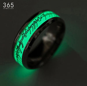 Glow in Dark Wedding Band One Ring Green Stainless Women Men Ginger Lyne Collection - Glow Green,10