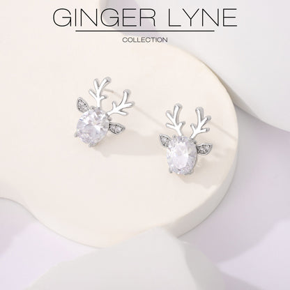 ReindeerStudEarringsforWomenWhiteGoldPlatedCZChristmasJewelryGingerLyneCollection_Clear-2