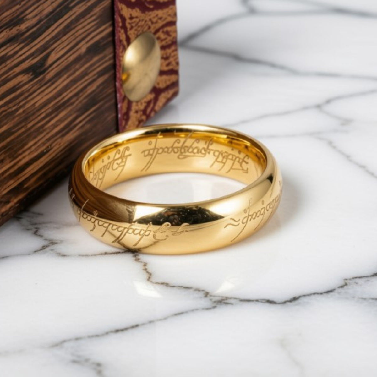 GingerLyne6mmGoldToneTungstenWeddingBandforMenorWomenEngravedScriptComfortFitRing_6mmGold-4