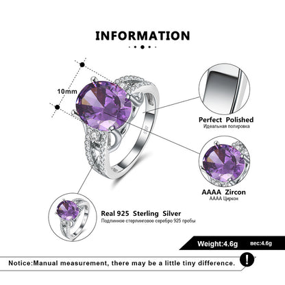 Engagement Statement Ring for Women Sterling Silver Purple CZ Ginger Lyne Collection