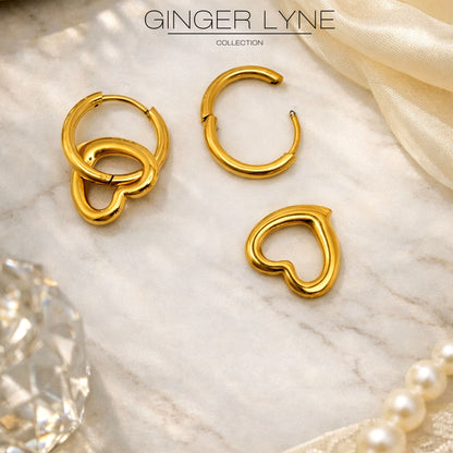 OpenHeartCharmDangleHuggieHoopEarringsStainlessSteelbyGingerLyne_Gold-3
