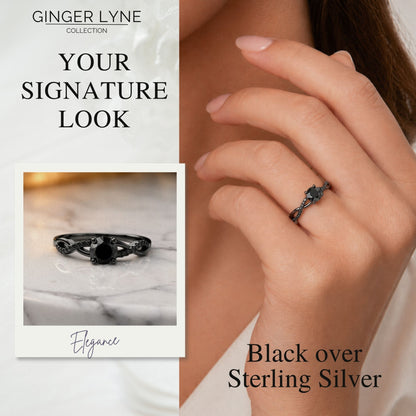 QueenaSolitiareBlackEngagementRingforWomenSterlingSilverCZGingerLyneCollection_BlackBlackStones-7