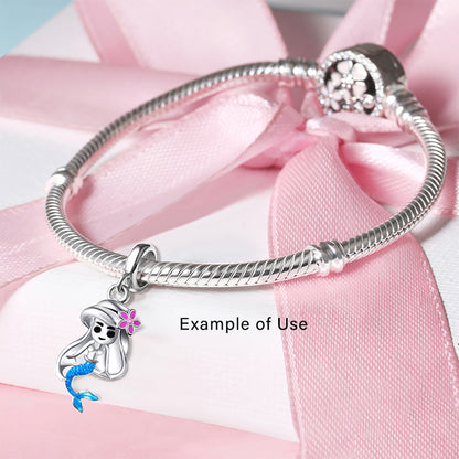 MermaidCharmEuropeanBeadBlueEnamelOverSterlingSilverGingerLyneCollection_Blue-3