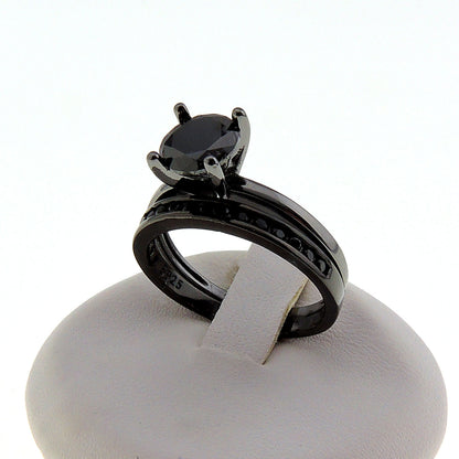 EnvyWeddingRingSetforWomen1.25CtSolitaireEngagementMatchingBandGingerLyneCollection_Black/BlackSet-5