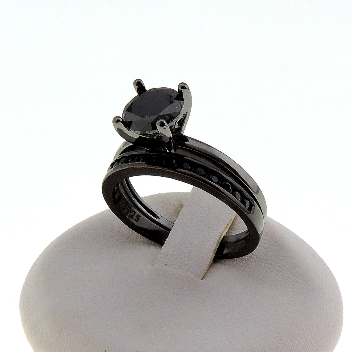 EnvyBridalSetSolitaireSilver1.25CtEngagementWomensGingerLyneCollection_Black/BlackSet-5