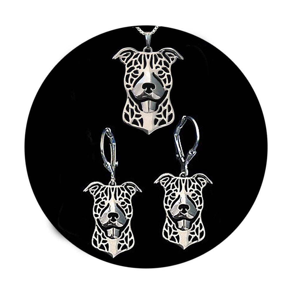 Pit Bull Staffordshire Terrier Dog Necklace Silver Womens Ginger Lyne Collection