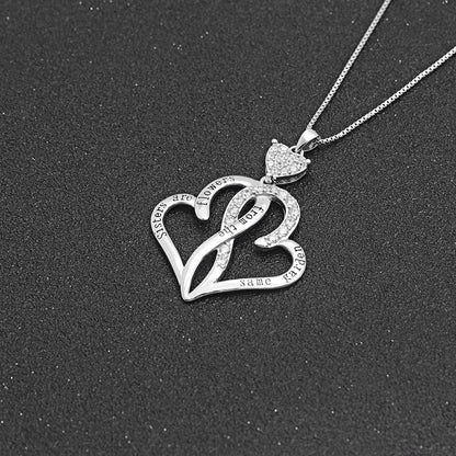 Ginger Lyne Pendant Necklace for Women Sterling Silver Cz Sister Hearts