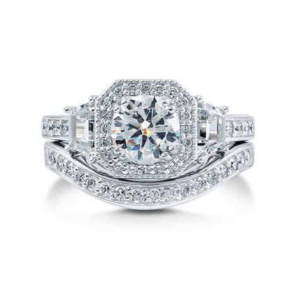 JulieannaBridalSetSterlingSilverHaloCzEngagementRingWomensGingerLyneCollection_Silver-1