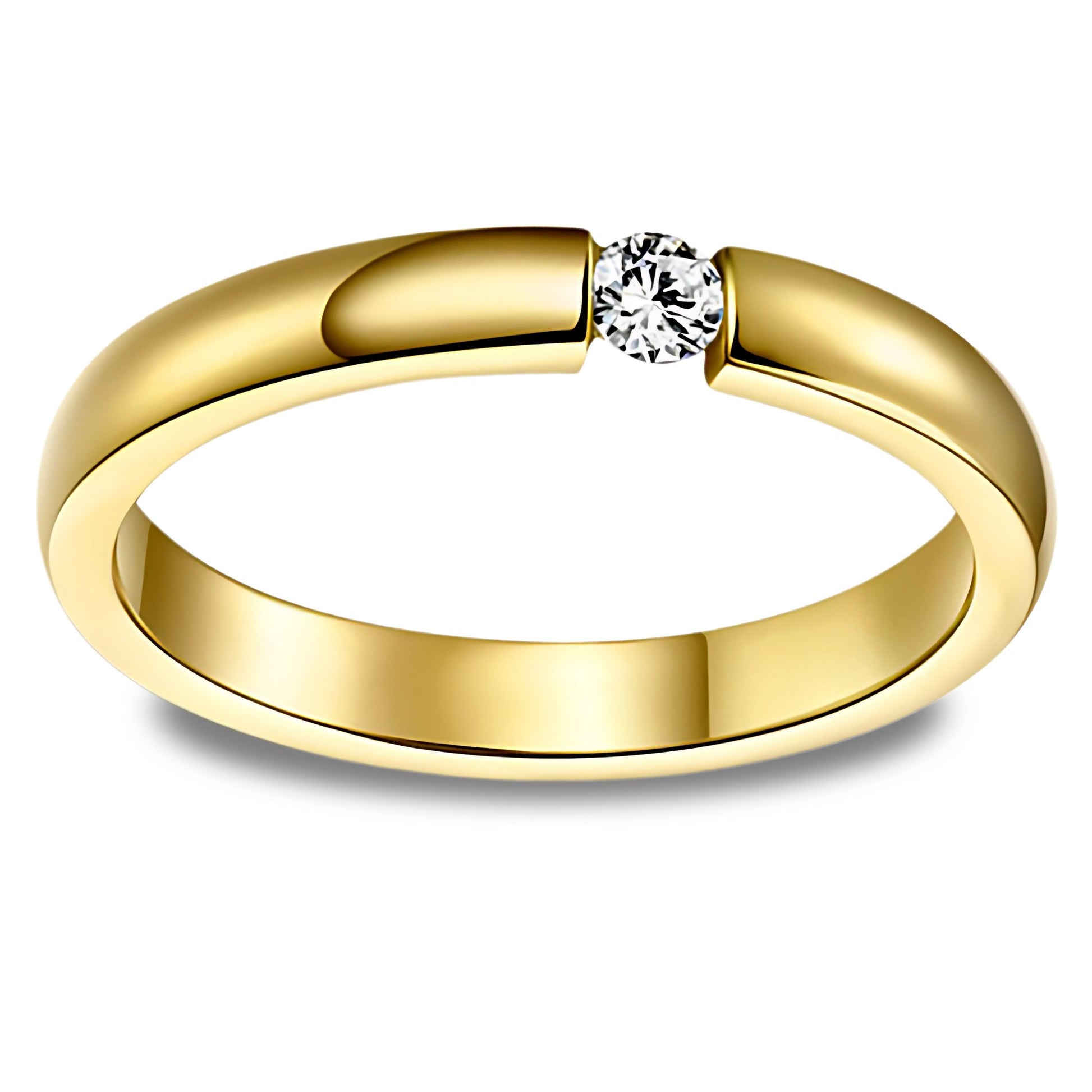 WeddingBandRingforWomenorMenGoldStainlessSteelCrystalGingerLyneCollection_Gold-1