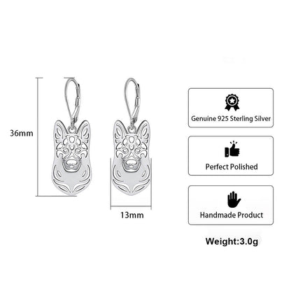 German Shepherd Dog Silver Necklace Earrings Set Women Ginger Lyne Collection