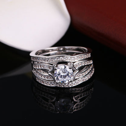 Rebecca Bridal Set Cz 3Pc Engagement Ring 2 Bands Womens Ginger Lyne Collection