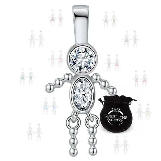 Baby Boy Birthstone Charm Children Pendants for Mom or Grandma Necklace by Ginger Lyne CZ Sterling Silver - Boy April