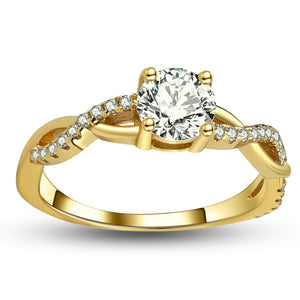 Queena Engagement Ring for Women 14Kt Gold Sterling Silver CZ Ginger Lyne Collection - 14KT Gold Over Silver,7.5