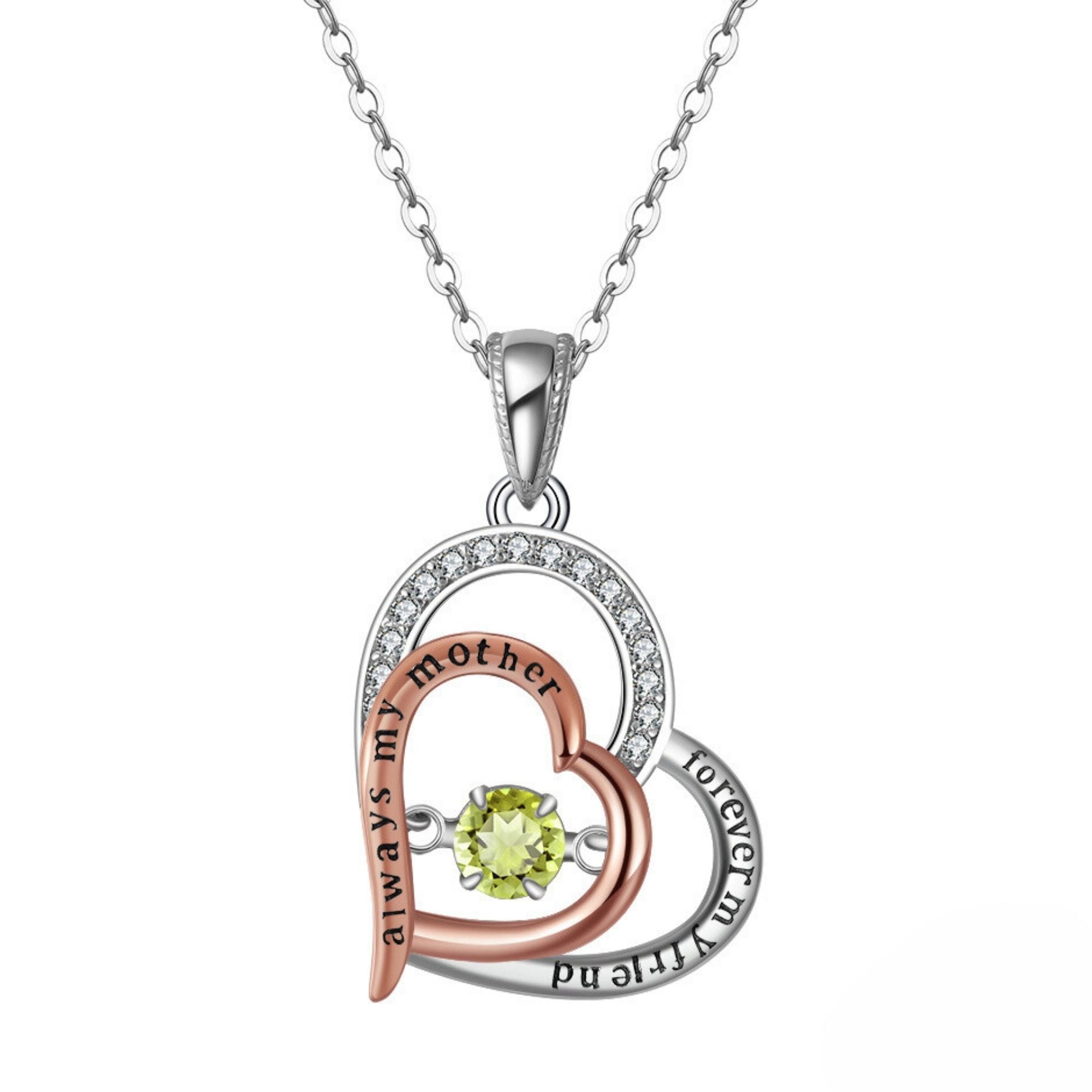 Birthstone Mom Necklace for Mother by Ginger Lyne Sterling Silver Swinging CZ - August