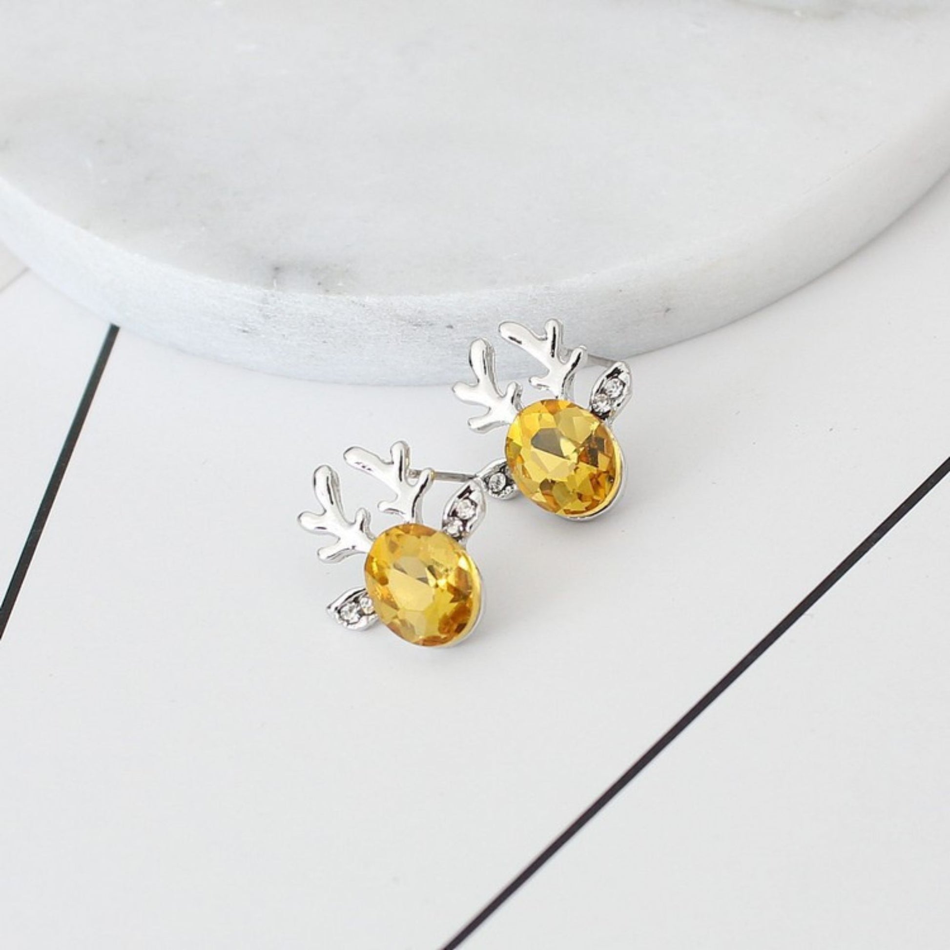 ReindeerEarringsforWomenbyGingerLyneWhiteGoldPlatedChristmasEarringsforHer-Yellow_Yellow-2