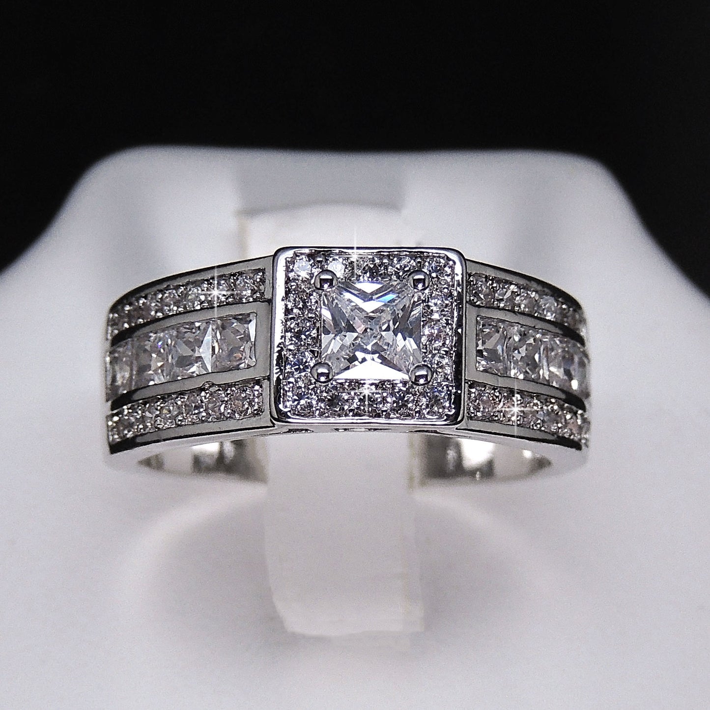 Lavish Engagement Ring Halo Princes Cz Bridal Wedding Womens Ginger Lyne Collection