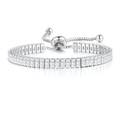 CZTennisBraceletforWomenAdjustableChainSlideBeadWhiteGoldPlatedGingerLyneCollection_Clear-1
