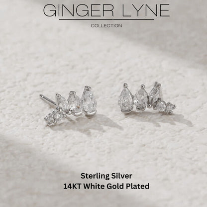 PearCZEarringsGraduatedCubicZirconiaSterlingSilver1pairbyGingerLyneCollection_Silver-2