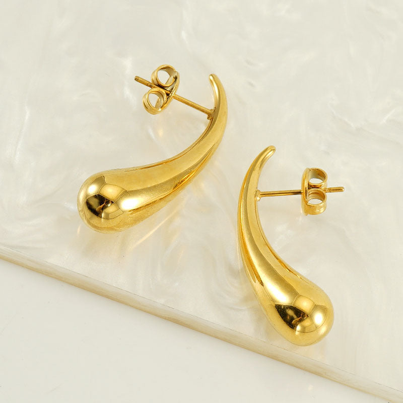TeardropHookEarringsforWomenGoldStainlessSteelDropStudsGingerLyneCollection_Gold-2