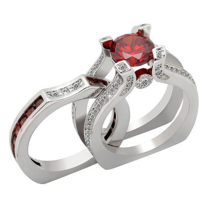 RedCubicZirconiaWeddingRingSetforWomenEngagementRingandMatchingBandSize7byGingerLyne_Red/Red-1