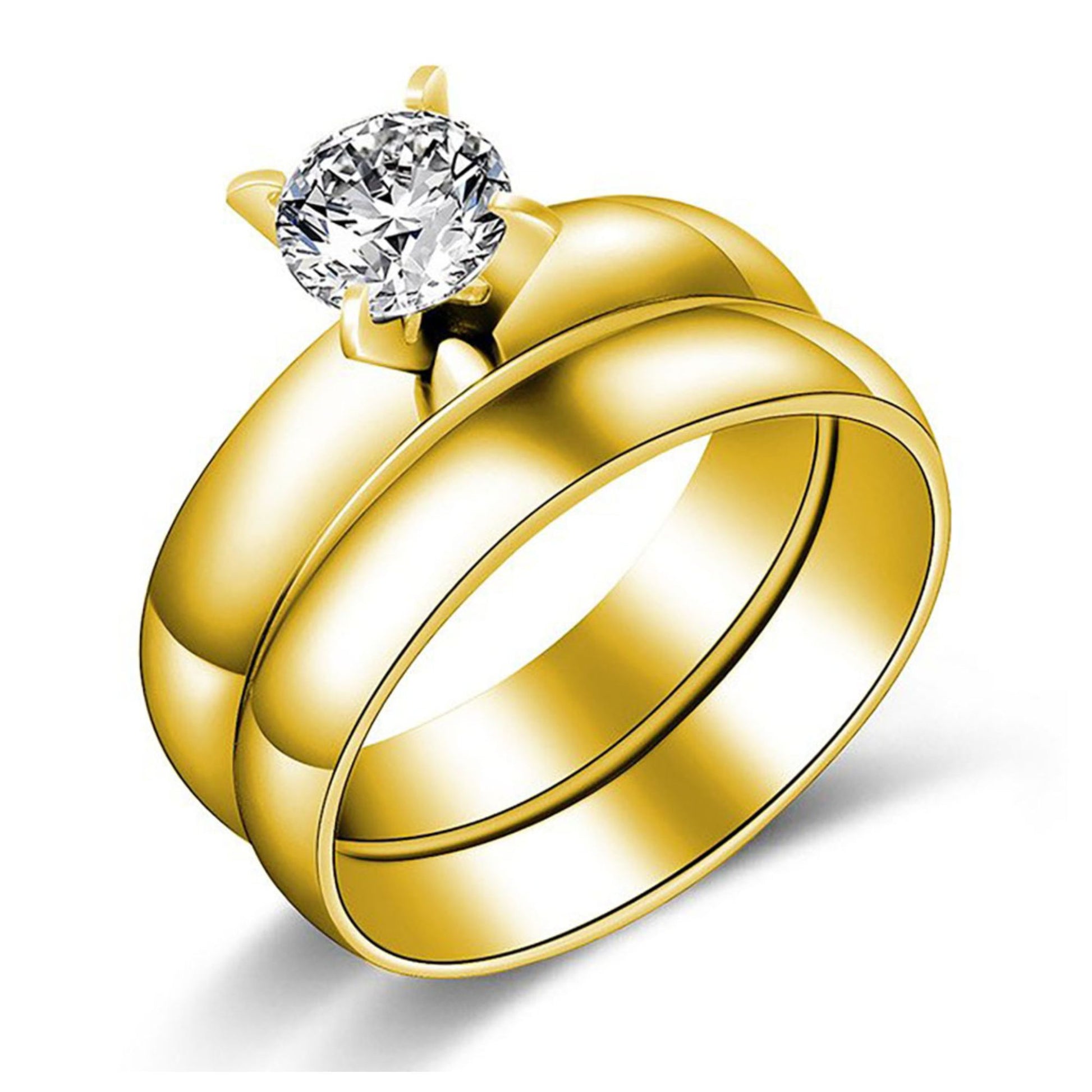 4mmWeddingRingSetforWomenEngagementRingStainlessSteelBandGingerLyneCollection_Gold-1