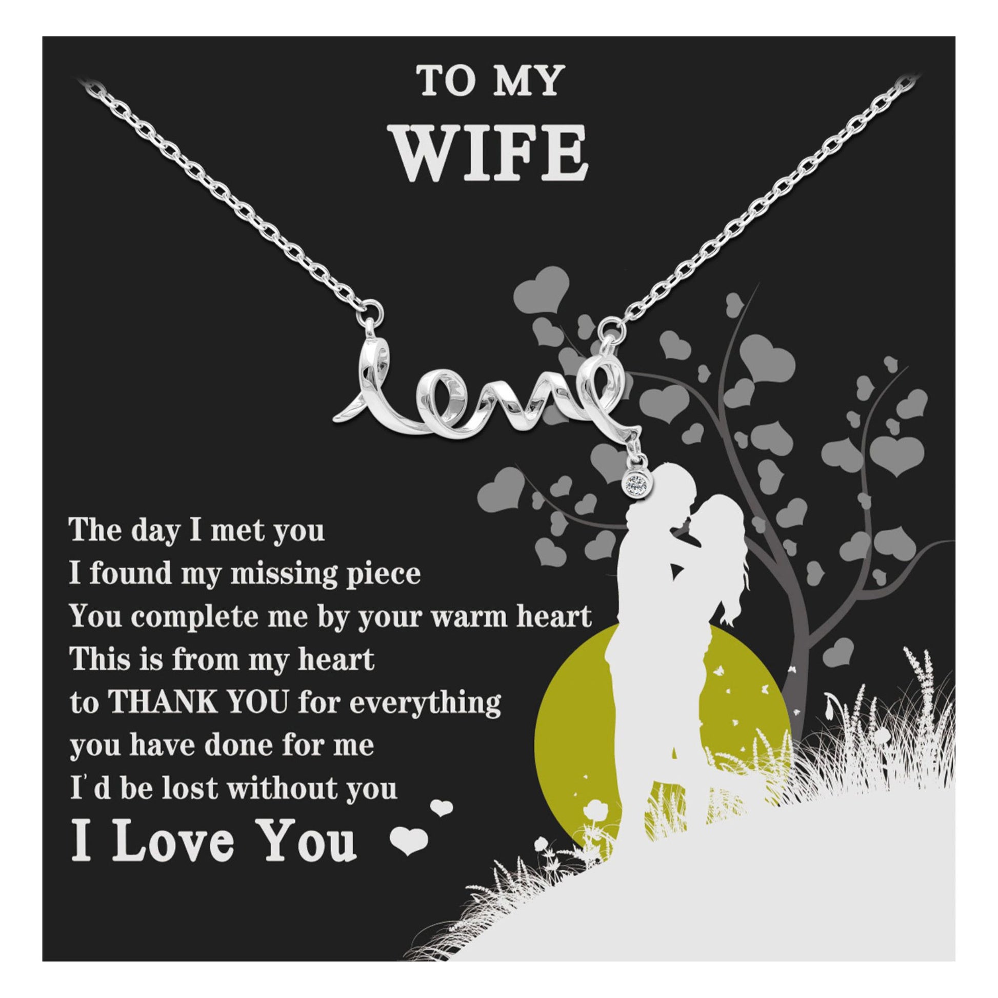 Wife Greeting Card Sterling Silver Infinity Heart Necklace Women Ginger Lyne Collection - Wife-282